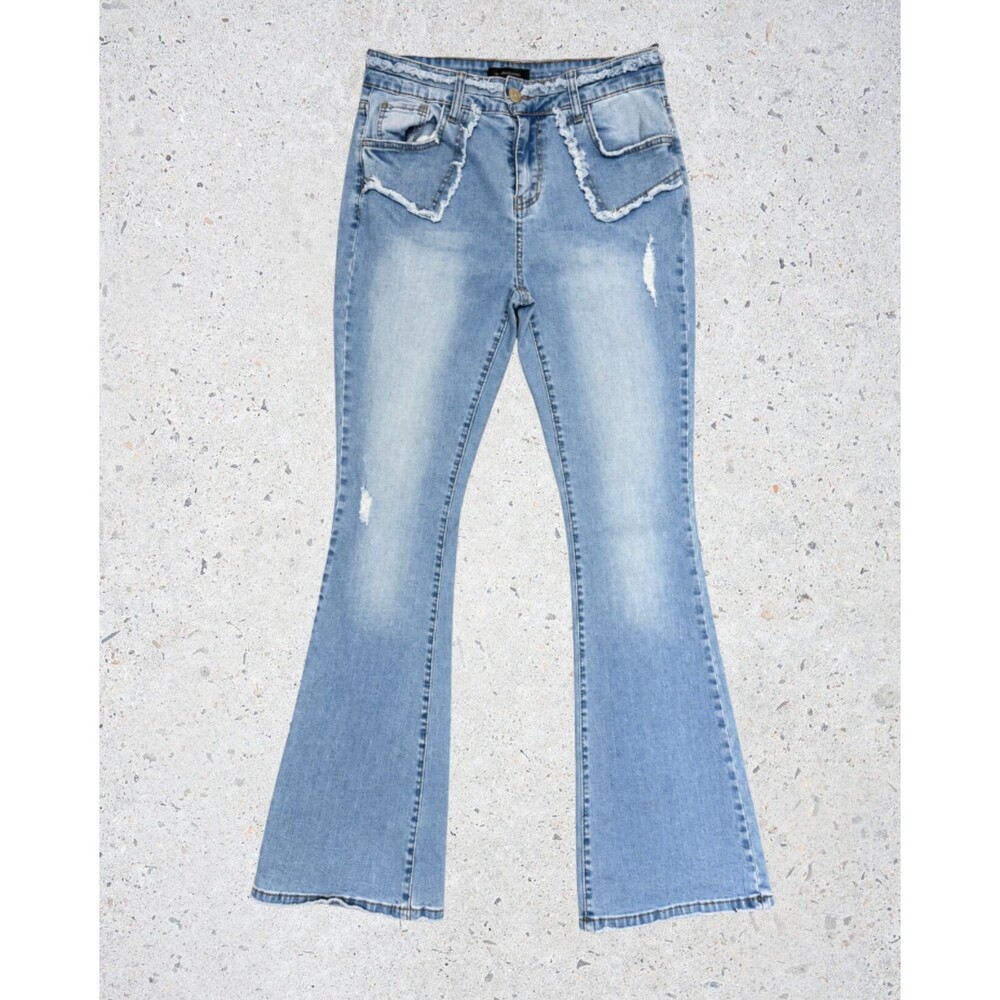 Women’s Light Wash Distressed Flare Jeans